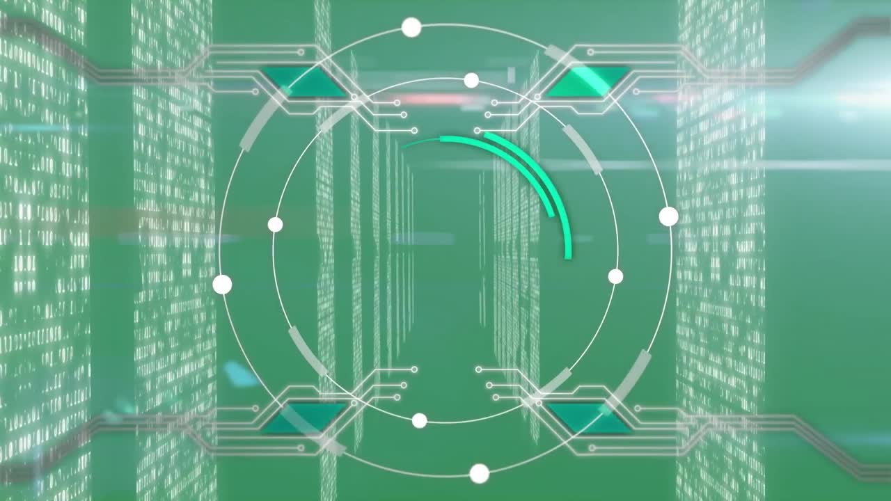 Animation of data processing in green background