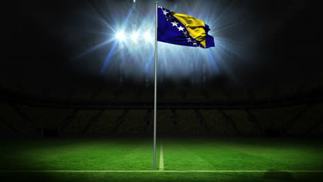 Bosnia-national-flag-waving-on-flagpole