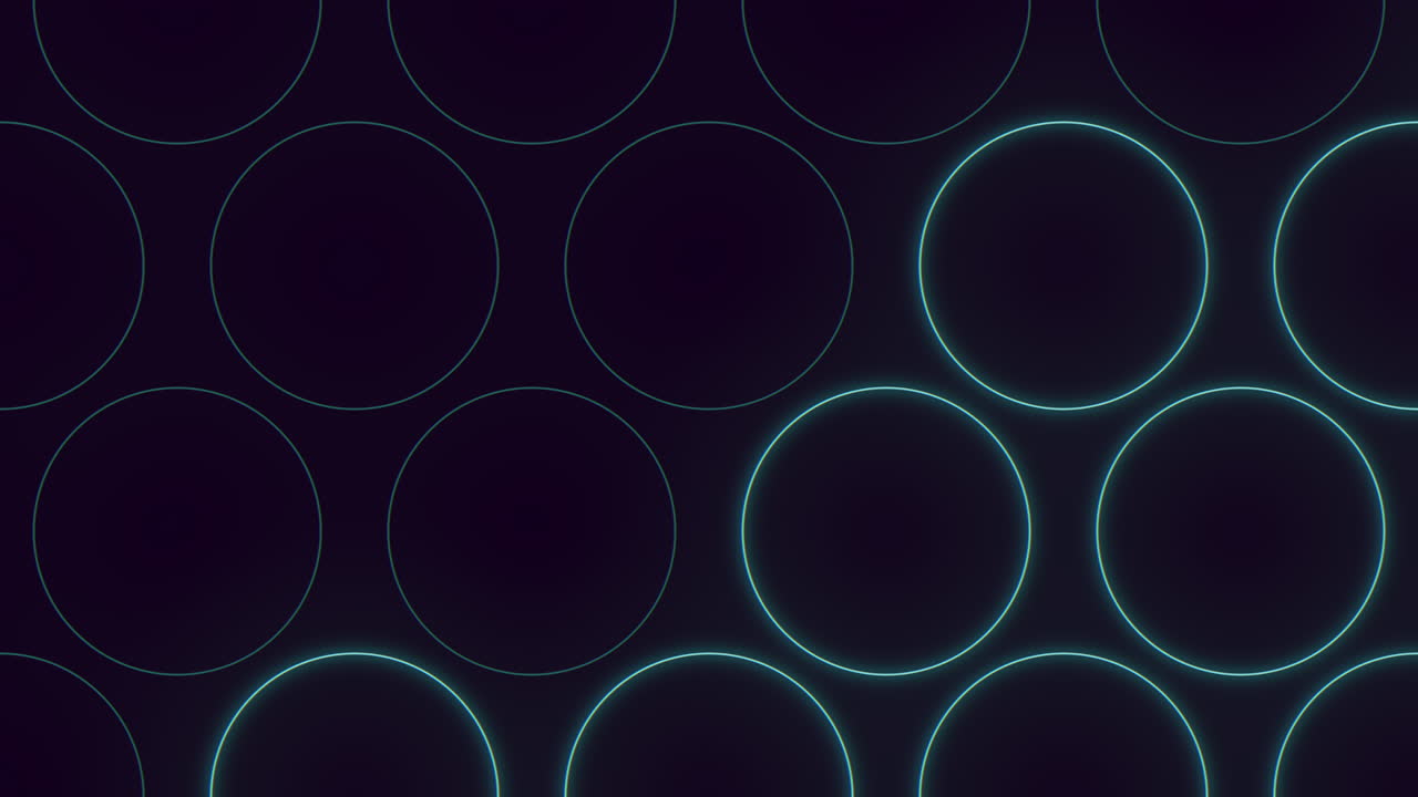 círculos azules brillantes en un patrón simétrico sobre un fondo oscuro