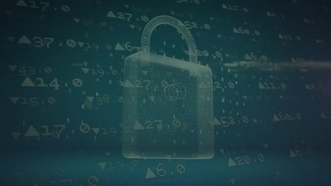 animación de luz púrpura sobre el candado digital y los datos financieros