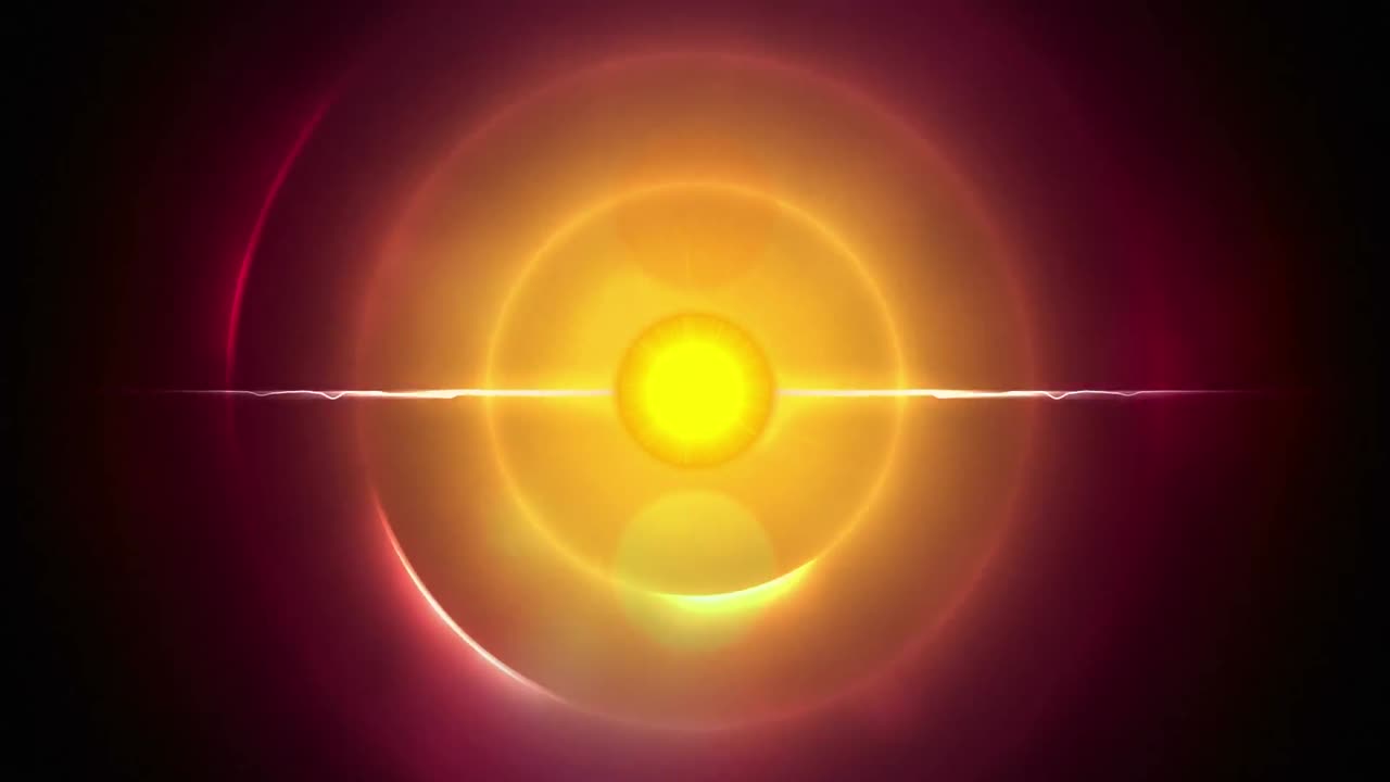 mancha amarilla de luz y rastros de luz contra rastros de luz en espiral amarilla sobre fondo rosa