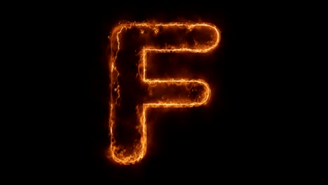 alphabet f word hot animated burning realistic fire flame loop.