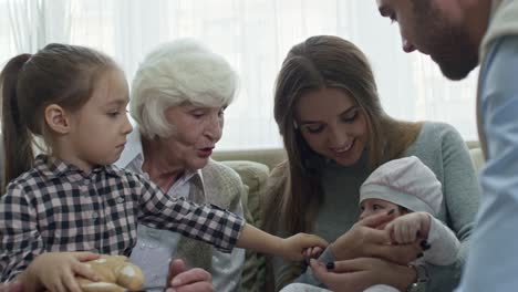 family soothing fussy baby girl