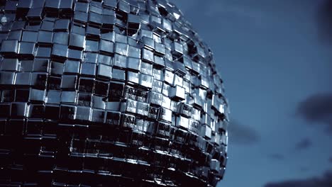 displaced polygon sphere undulating in a seamless loop.