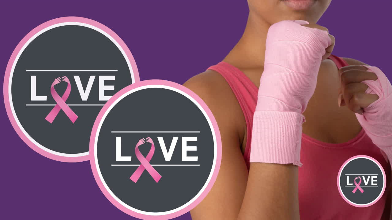 animación de texto de amor con cinta rosa sobre una mujer joven