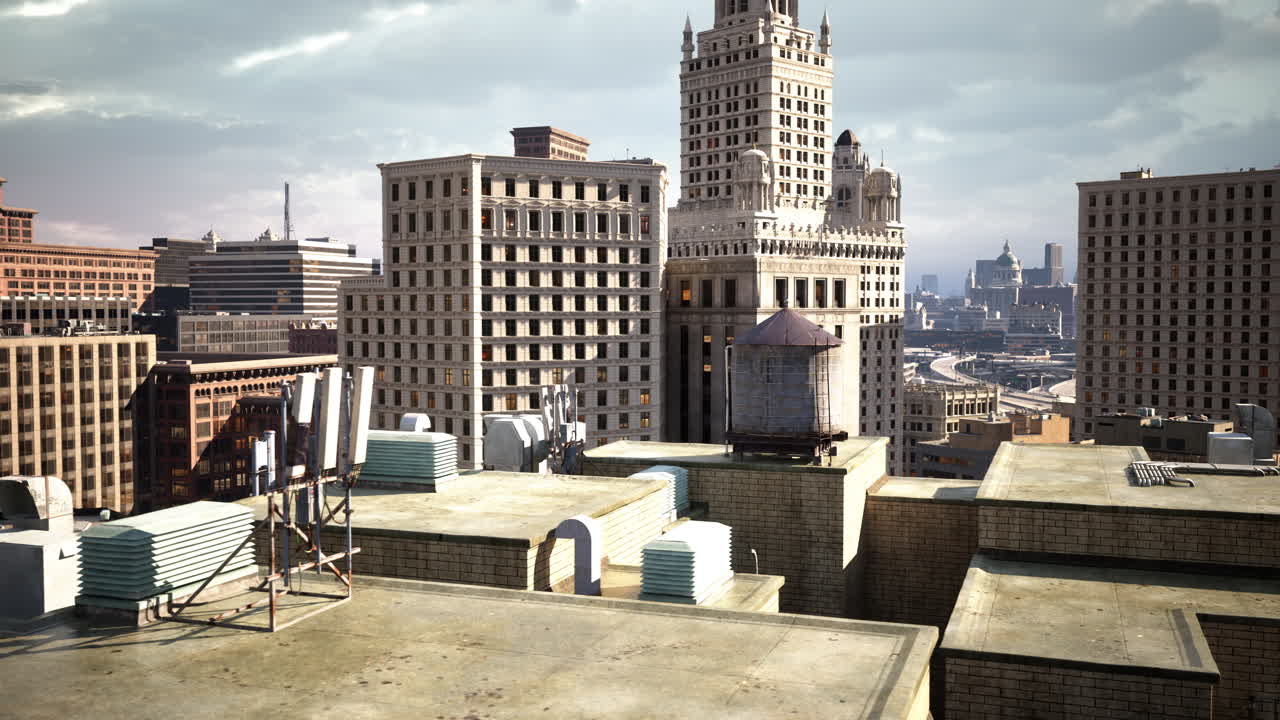 perspectiva aérea de los tejados de manhattan que muestran un vibrante paisaje urbano