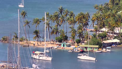 a yacht enters the marigot bay on saint lucia