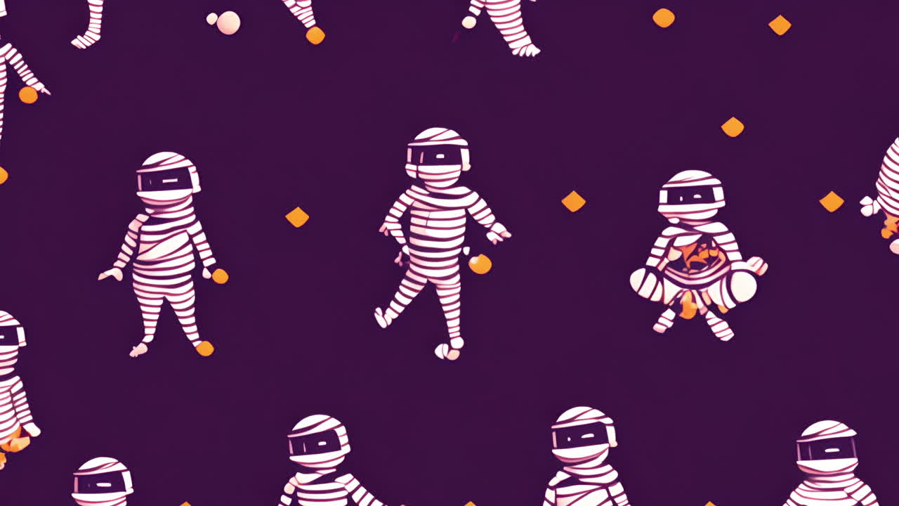 patrón de muñecas de dibujos animados de halloween con calabazas y dulces