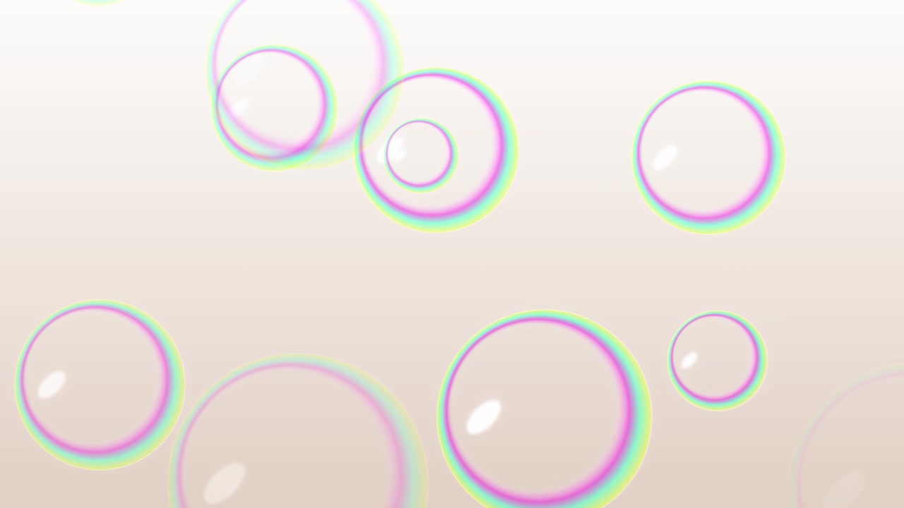 Floating Iridescent Soap Bubbles on Soft Gradient Background