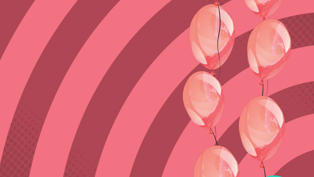 Animation of red balloons flying over red background