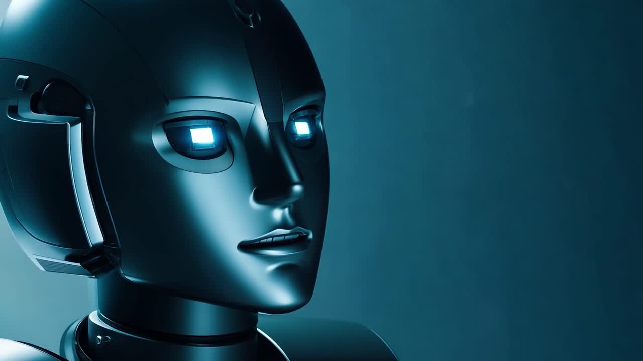 retrato en primer plano de una mujer robot humanoide