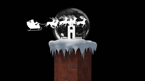 Animation-of-snow-globe-at-christmas-over-santa-in-sleigh