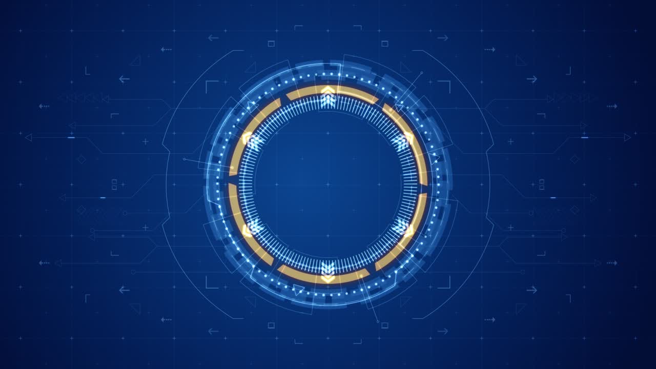 gráfico de movimiento de rotación de círculo azul con pantalla de cabeza hacia arriba ( hud ui ) interfaz de tecnología y elementos futuristas fondo abstracto