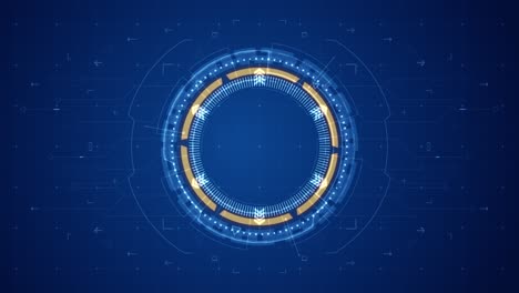 gráfico de movimiento de rotación de círculo azul con pantalla de cabeza hacia arriba ( hud ui ) interfaz de tecnología y elementos futuristas fondo abstracto