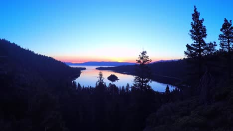 a beautiful aerial shot at dawn over emerald bay lake tahoe 1