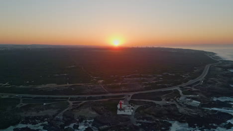awesome golden sundown seashore horizon drone view. orange sun move down shore