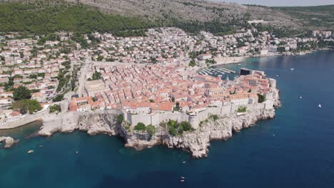 aerial: dubrovnik, croatia showcasing its historic old town and coastline