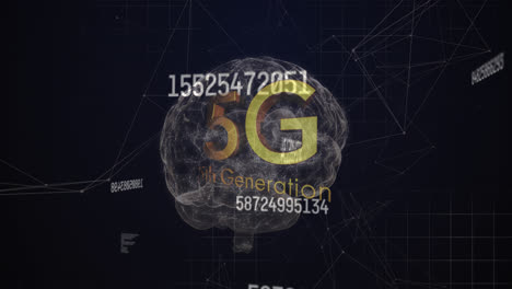 Mehrere-Wechselnde-Zahlen-Und-5g-Text-Vor-Dem-Sich-Drehenden-Menschlichen-Gehirn-Auf-Schwarzem-Hintergrund