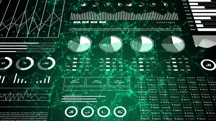 Data- og rapportstatistikk, animasjon med grafdiagrammer