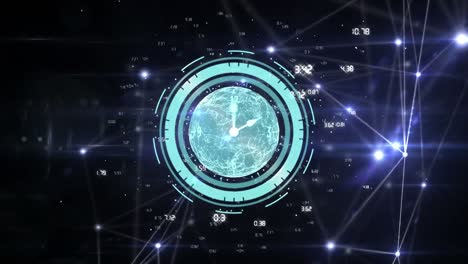 animación del reloj moviéndose sobre la red de conexiones
