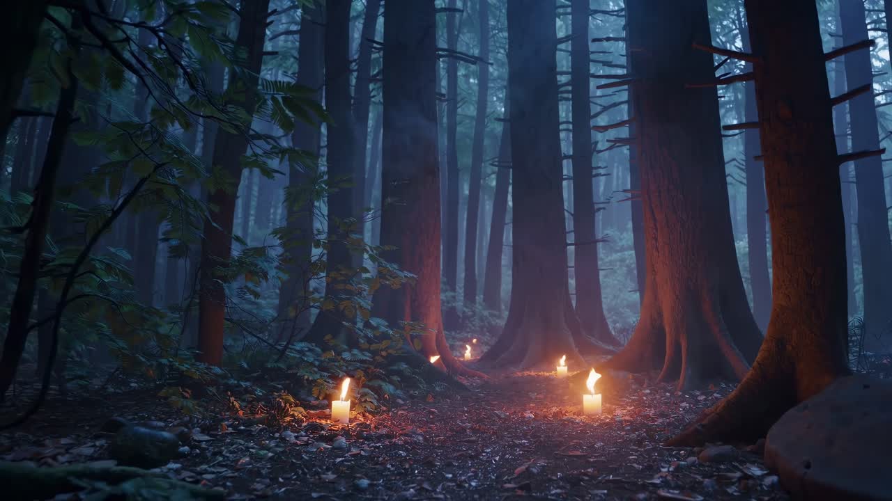 Enchanted Forest Path at Night