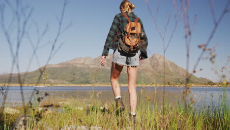 caucasian woman enjoying the landscape