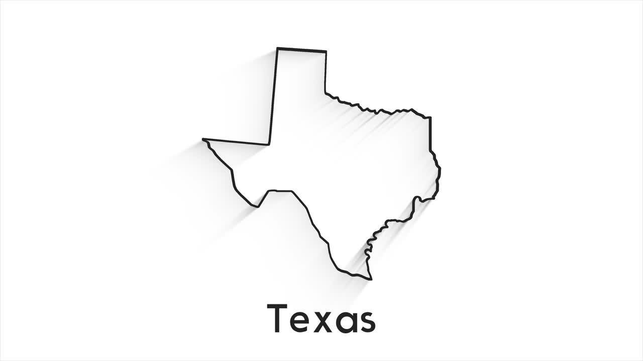 estado de texas de los estados unidos de américa. marcador de ubicación de línea animada en el mapa. fácil de usar con el modo de transparencia de pantalla en su video.