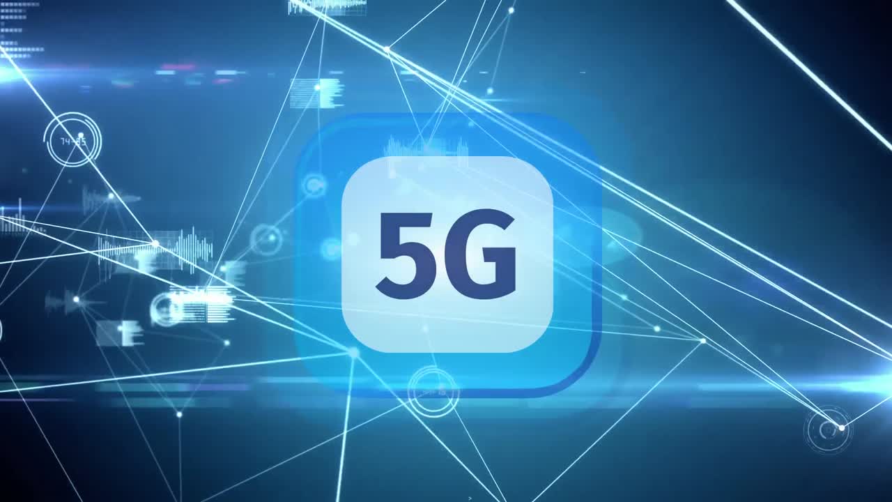 botón 5g con líneas de conexión a la red