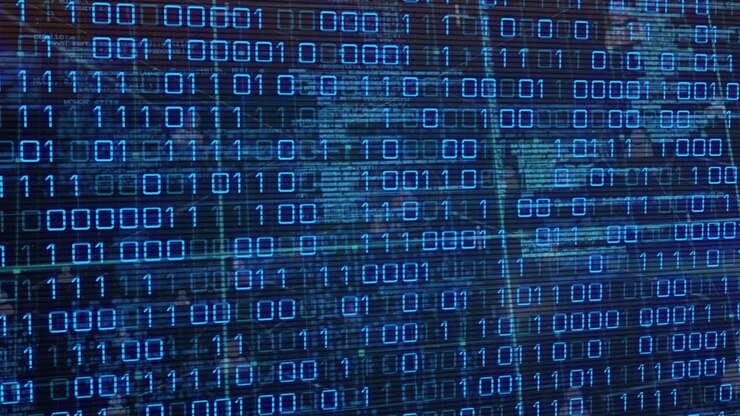 Animation der Datenverarbeitung vor blauem Hintergrund