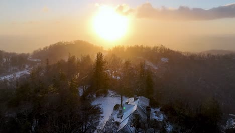 snowflakes at sunrise in blowing rock nc, north carolina