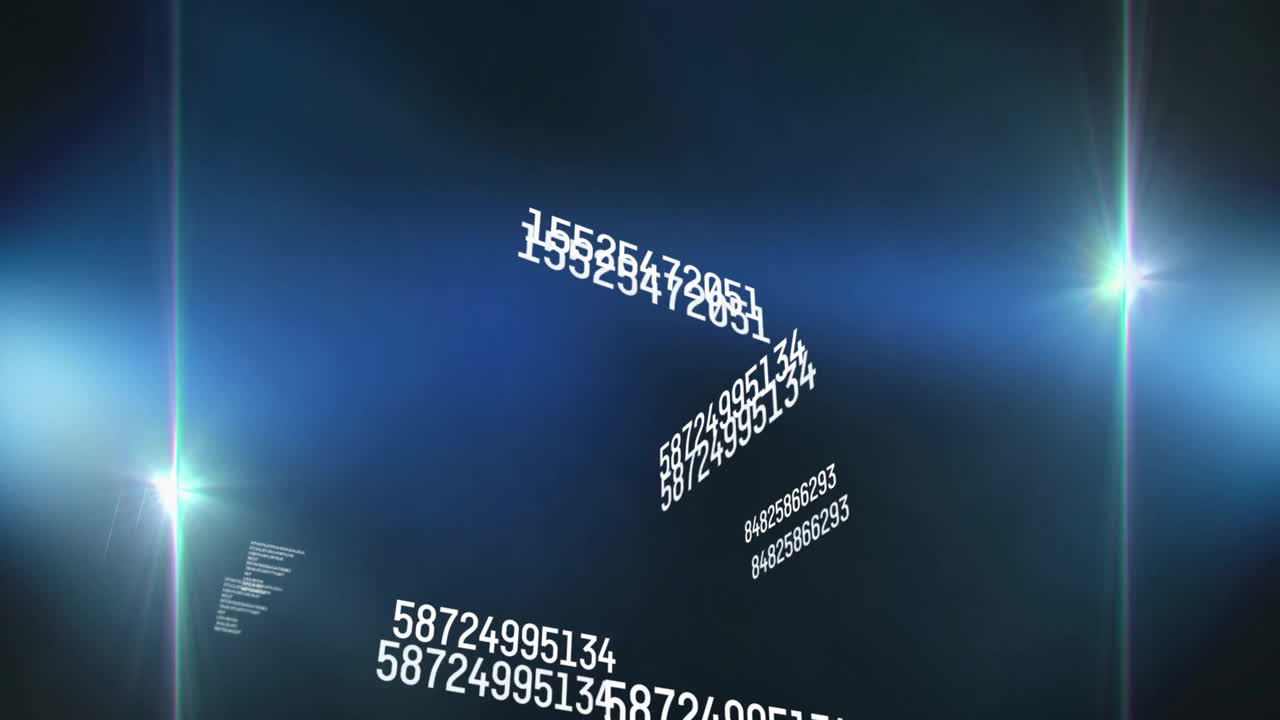 Animation of digital data processing over black background