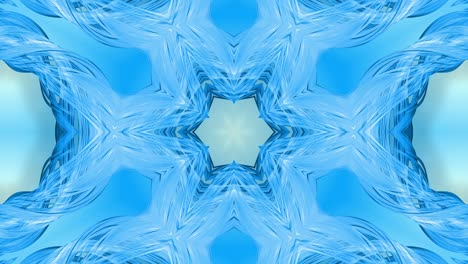 animación en bucle 3d, un fondo abstracto con cintas azules girando y formando estrellas o copos de nieve como con un efecto caleidoscópico.