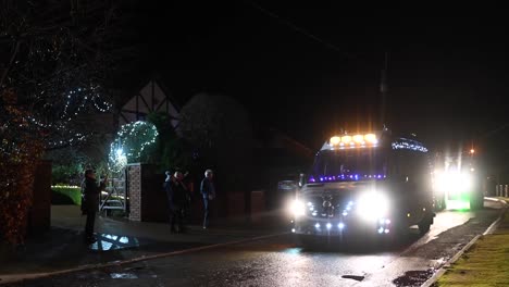 multiple tractors within the festive hope tractor run, horseman's green, whitchurch, united kingdom