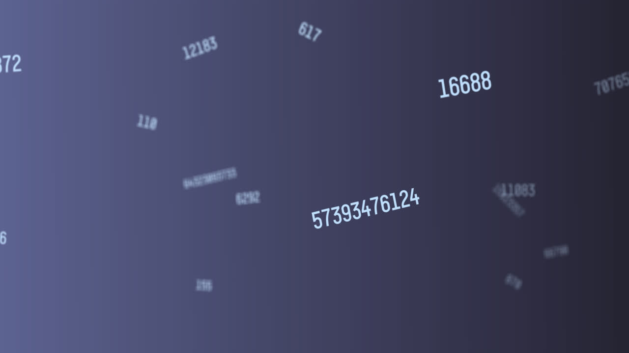 Sets of numbers changing at a fast pace moving towards the left in a vast empty space