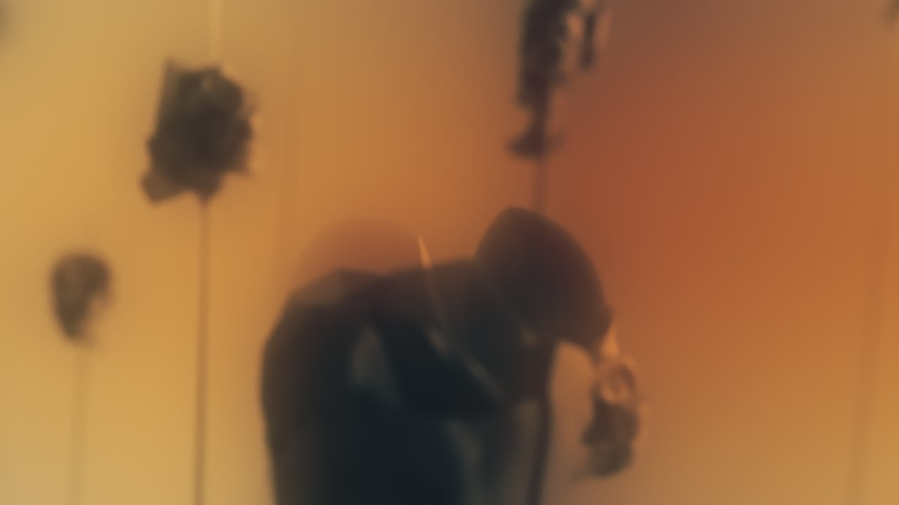 Crushed android heads on spikes on the yellow background