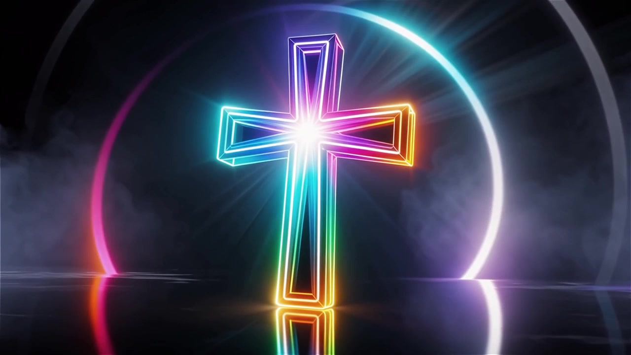 Cruz Cristiana con Luz Celestial, Fondo para Adoración.