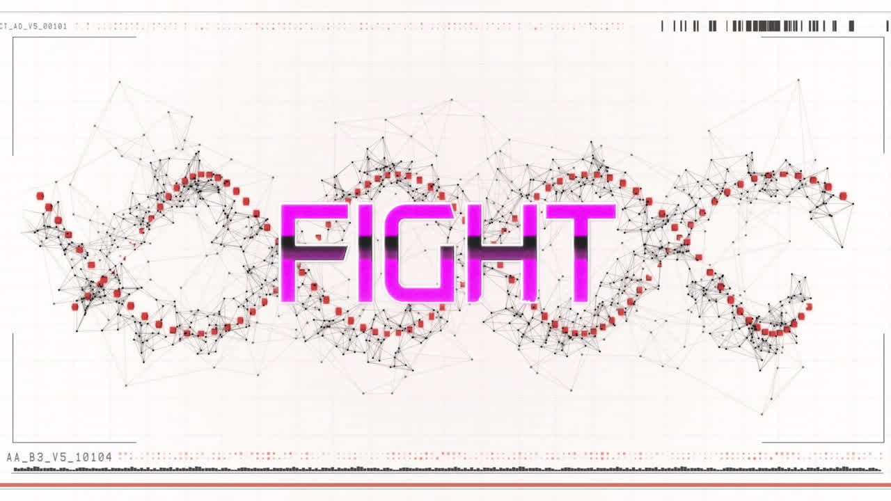 animación del texto de la lucha sobre la hebra roja de adn giratoria