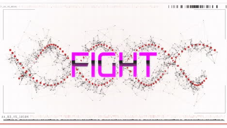 animación del texto de la lucha sobre la hebra roja de adn giratoria