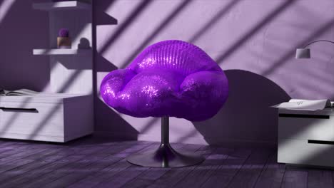 purple sequined chair in a modern room