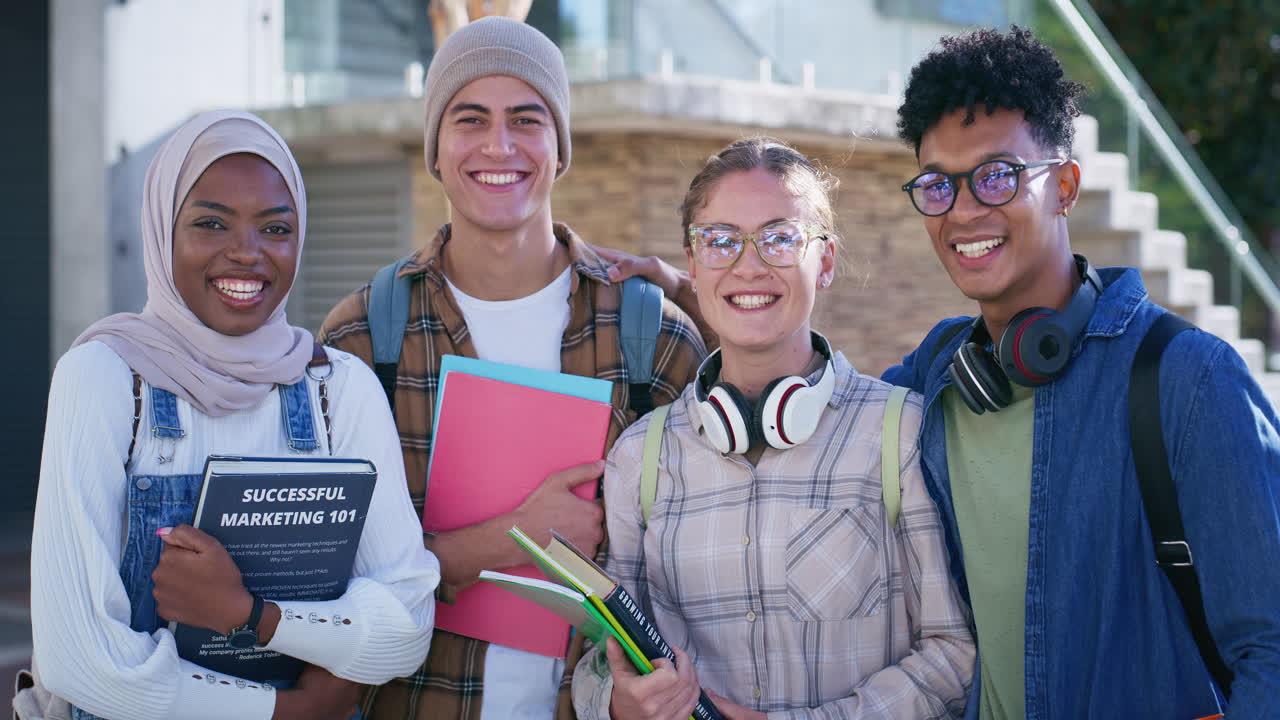 Group of diverse students on campus