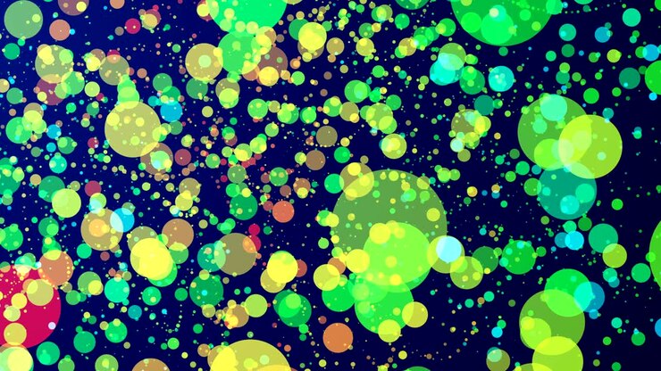 Sfondi con molte bolle trasparenti multicolori in movimento