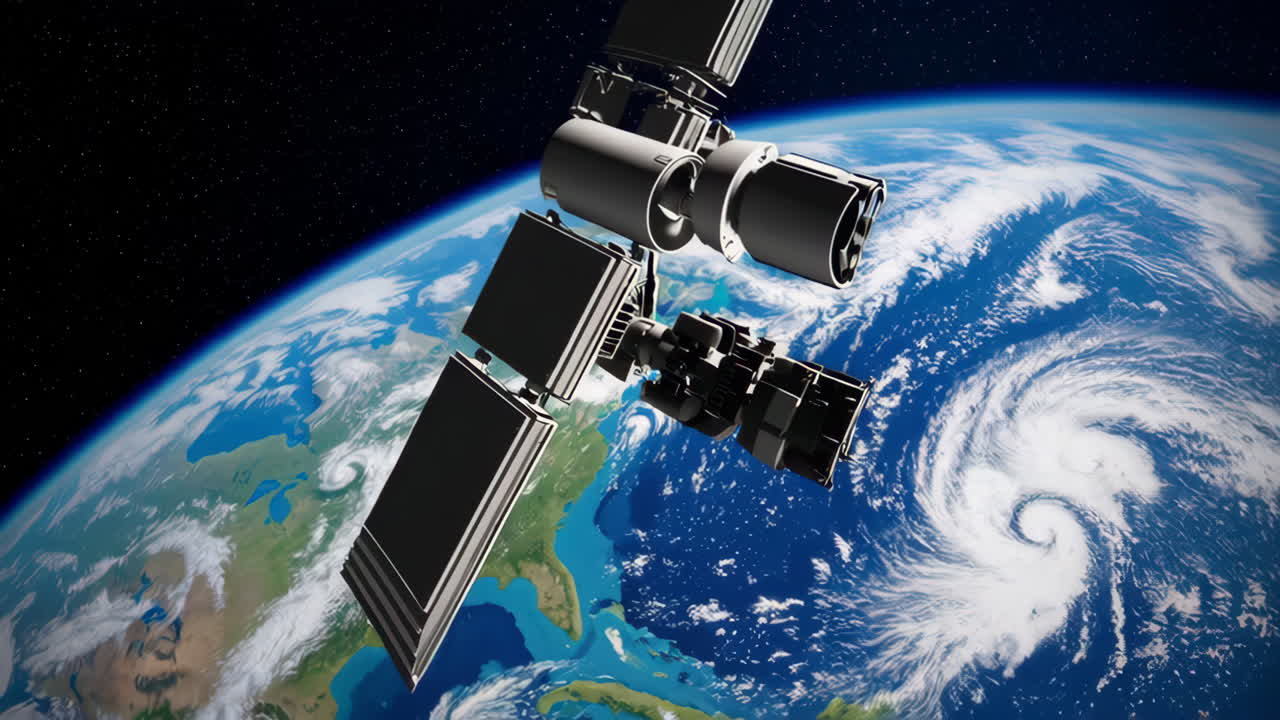 satélite en órbita sobre la Tierra