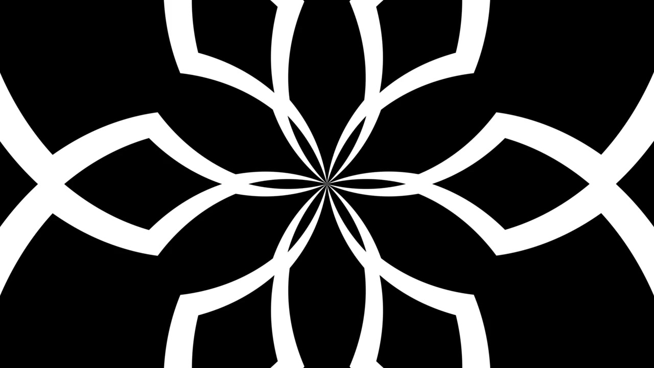 Dynamisk svartvit abstrakt geometrisk kalejdoskopmönsteranimation