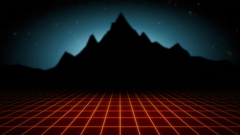 motion retro abstract background with red grid and mountain 4