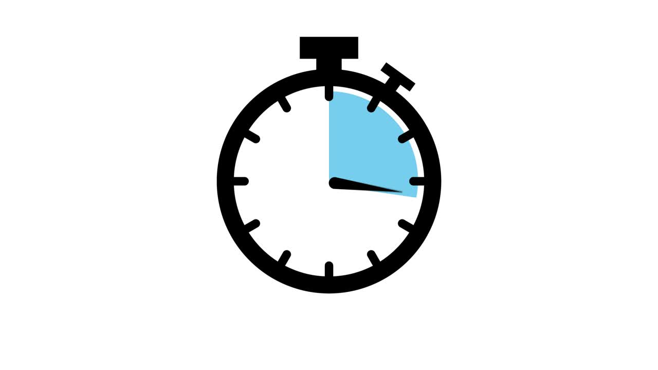 The 30 minutes, stopwatch icon. Stopwatch icon in flat style, timer on on color background. Motion graphics.
