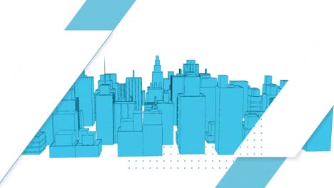 animation of 3d architecture city drawing spinning on white background