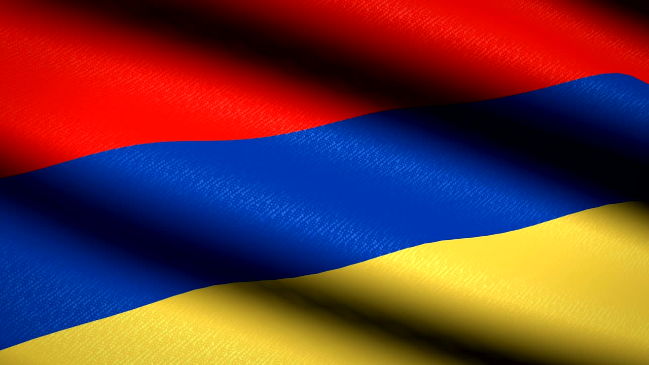 Armenia Flag Waving Textile Textured Background. Seamless Loop Animation. Full Screen. Slow motion. 4K Video