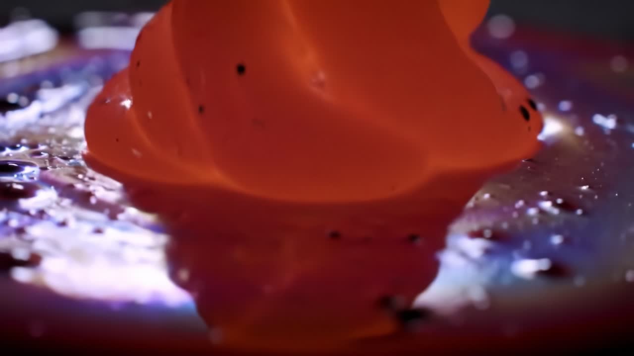 Captivating Fluid Dynamics: A Mesmerizing Presentation of Color and Movement in Viscous Mediums Captured in Two Stunning Frames