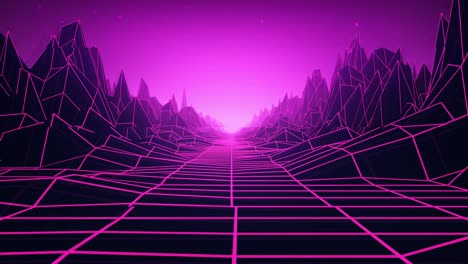 animación de paisaje de cuadrícula retro