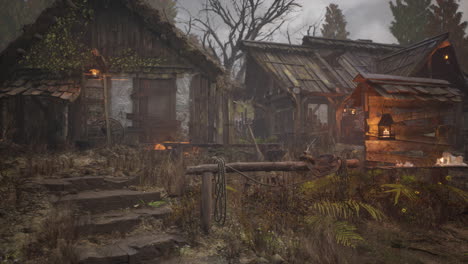 old abandoned rural wooden house in russian village in summer